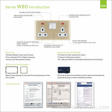 1Gang Switch 13A Fused Cable Outlet With Neon